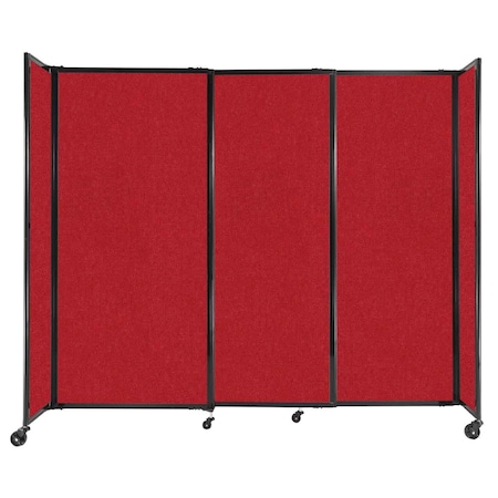 Versare StraightWall Sliding Portable Partition 7'2" x 6' Red Fabric 1472327